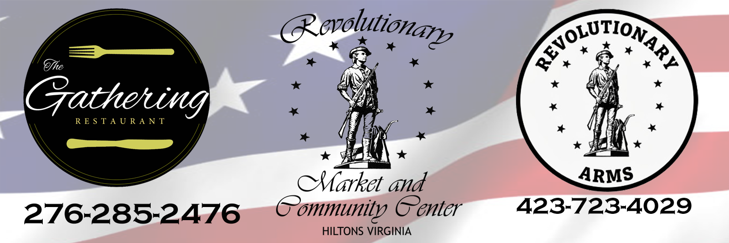 Revolutionary Market and Community Center, The Gathering Restaurant, and Revolutionary Arms promotional artwork