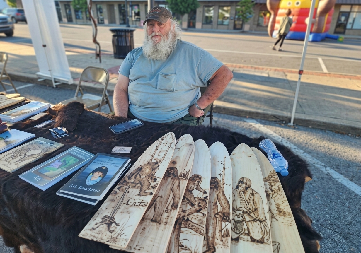 Author and books at a vendor table